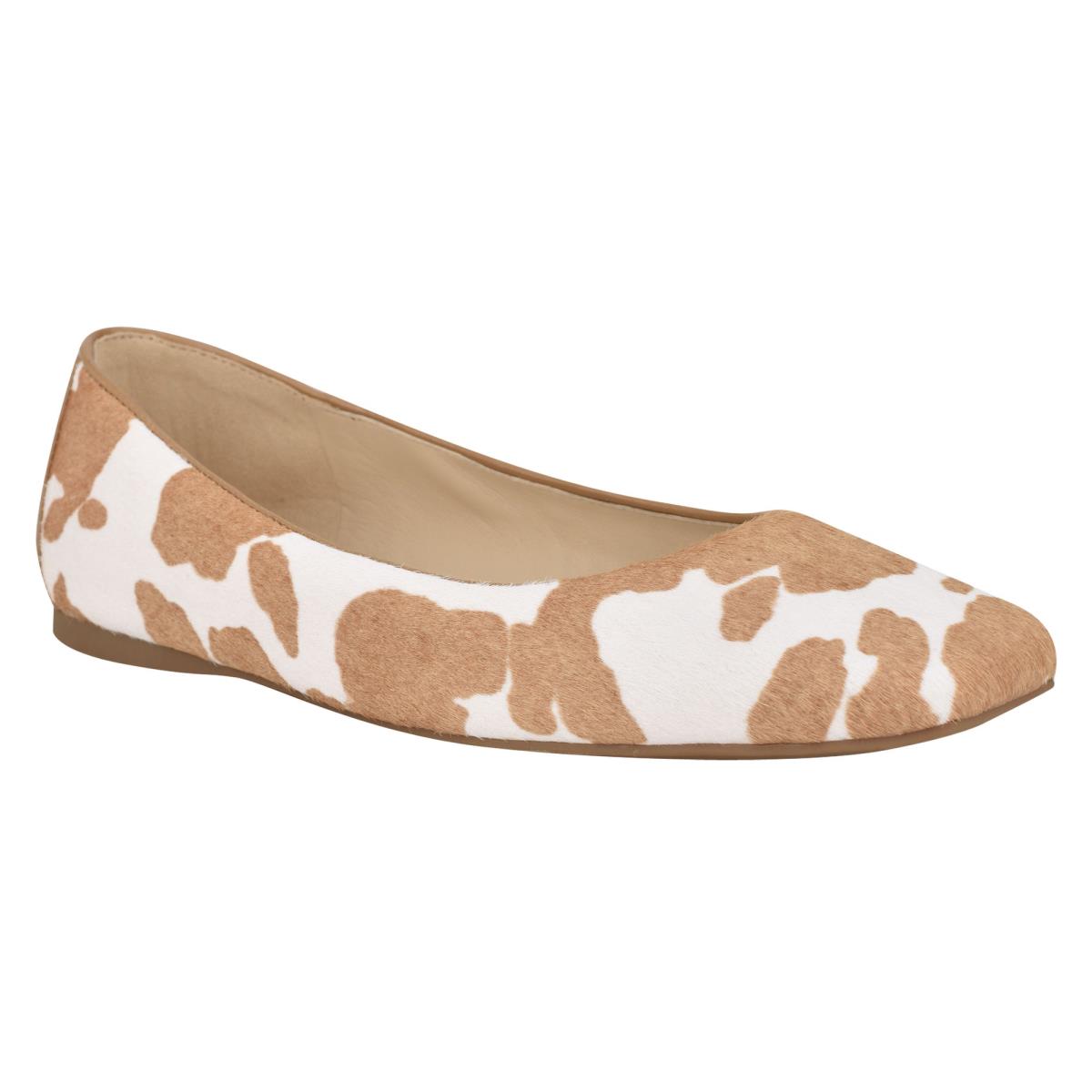 Nine West Alena Square-Kappe Ballerinas Damen Braun Weiß | 0167ROUZX