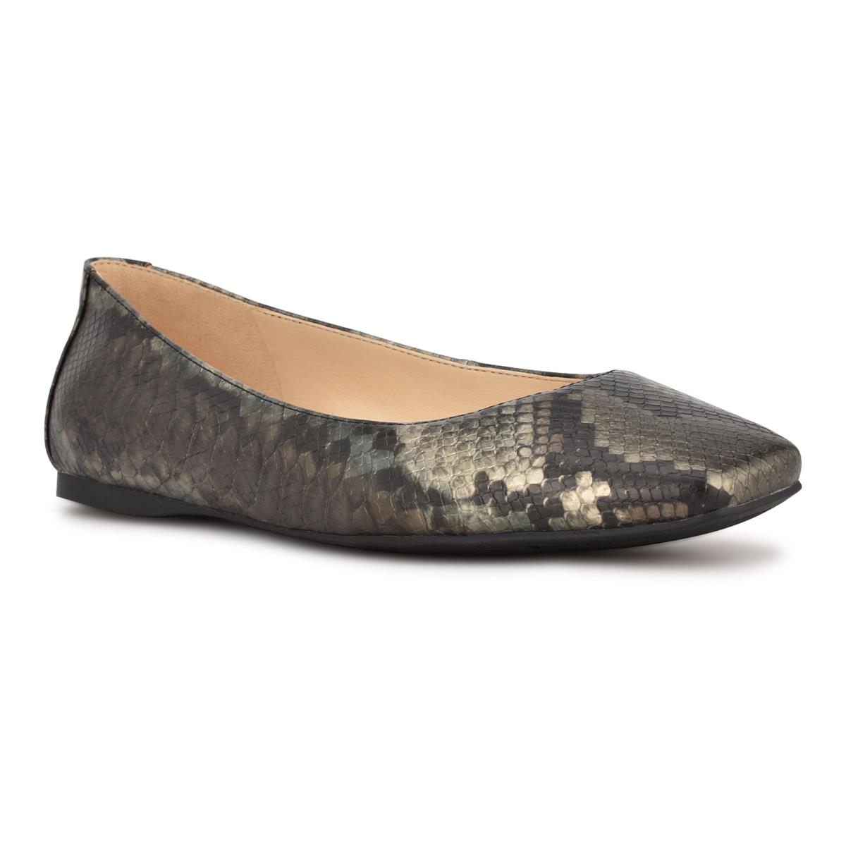 Nine West Alena Square-Kappe Ballerinas Damen Grau Schlangenoptik | 4802TBLUQ