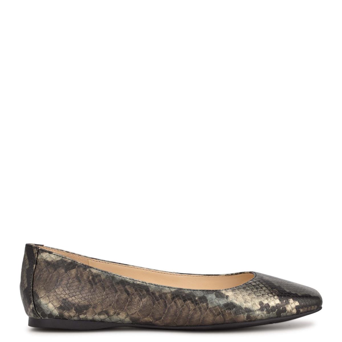 Nine West Alena Square-Kappe Ballerinas Damen Grau Schlangenoptik | 4802TBLUQ