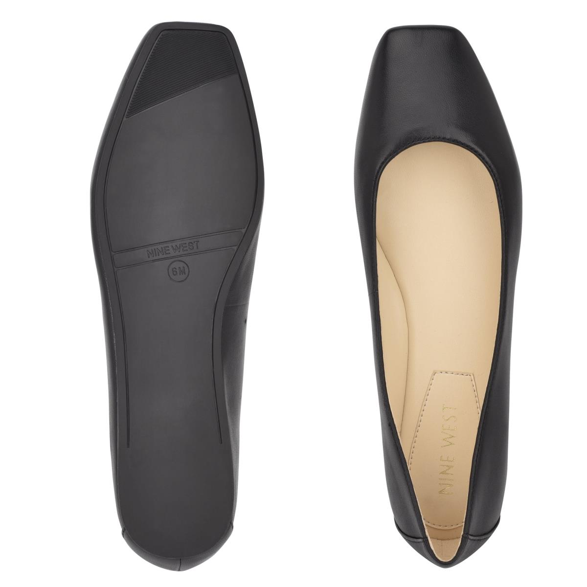 Nine West Alena Square-Kappe Flats Damen Schwarz | 3049YOENW