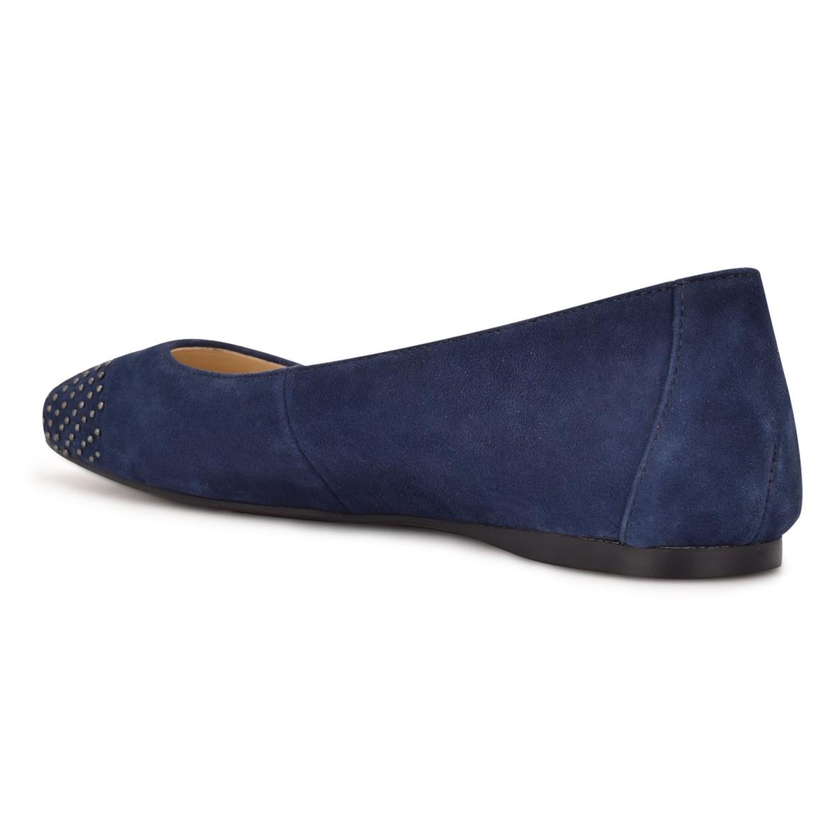 Nine West Aloha Studded Square-Kappe Ballerinas Damen Navy | 0526BNJAK