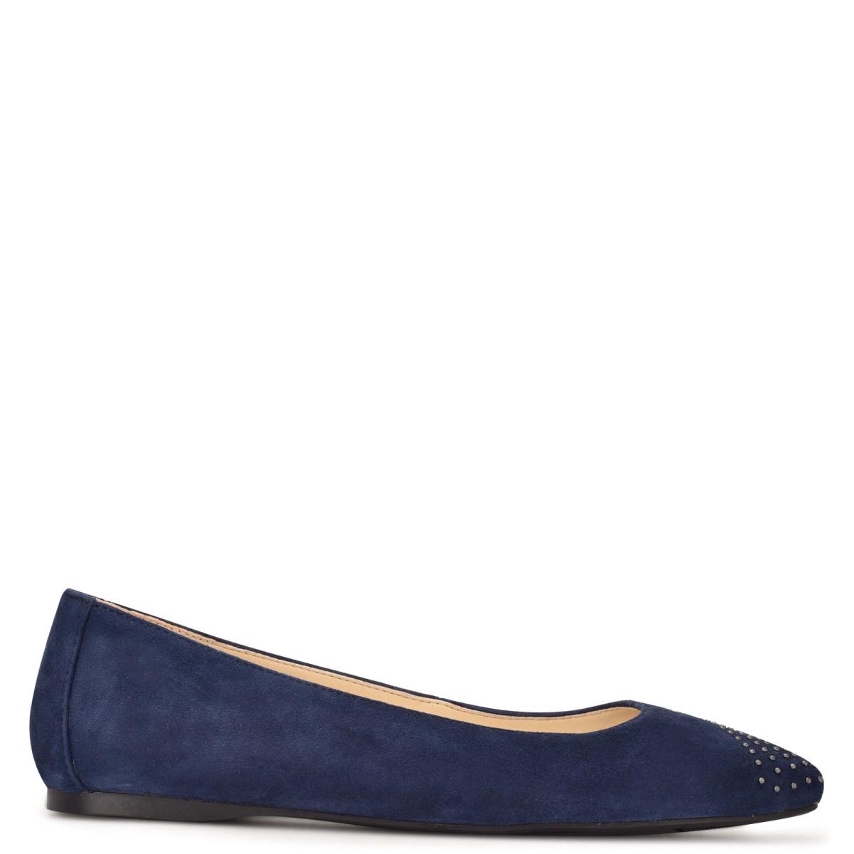 Nine West Aloha Studded Square-Kappe Ballerinas Damen Navy | 0526BNJAK