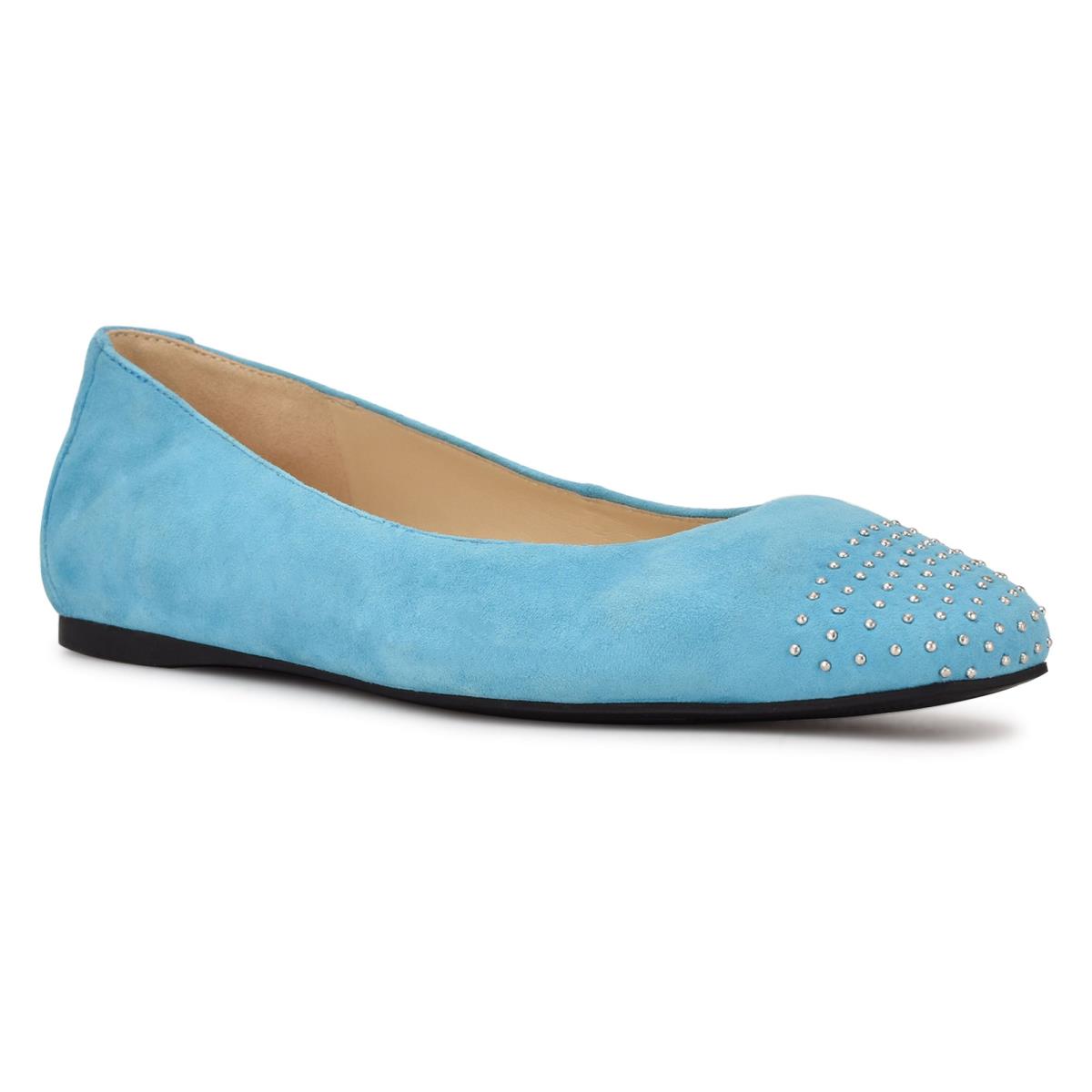 Nine West Aloha Studded Square-Kappe Ballerinas Damen Hellblau | 3915XPJAW