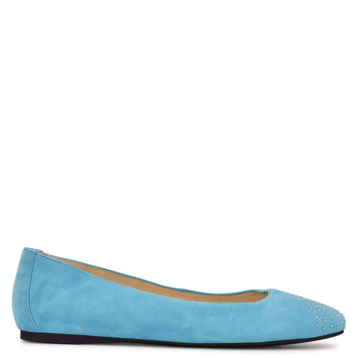 Nine West Aloha Studded Square-Kappe Ballerinas Damen Hellblau | 3915XPJAW