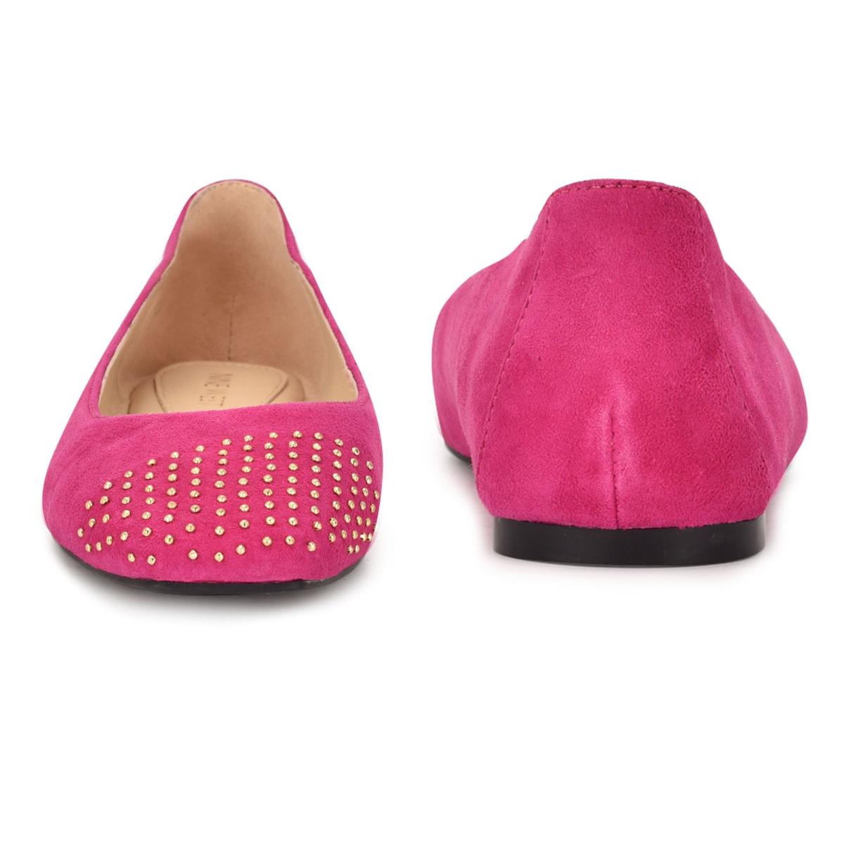 Nine West Aloha Studded Square-Kappe Ballerinas Damen Rosa | 7015FDHSQ