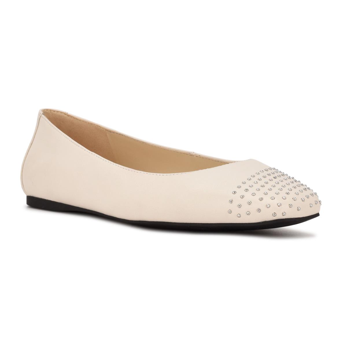 Nine West Aloha Studded Square-Kappe Ballerinas Damen Weiß | 8534EWRMI