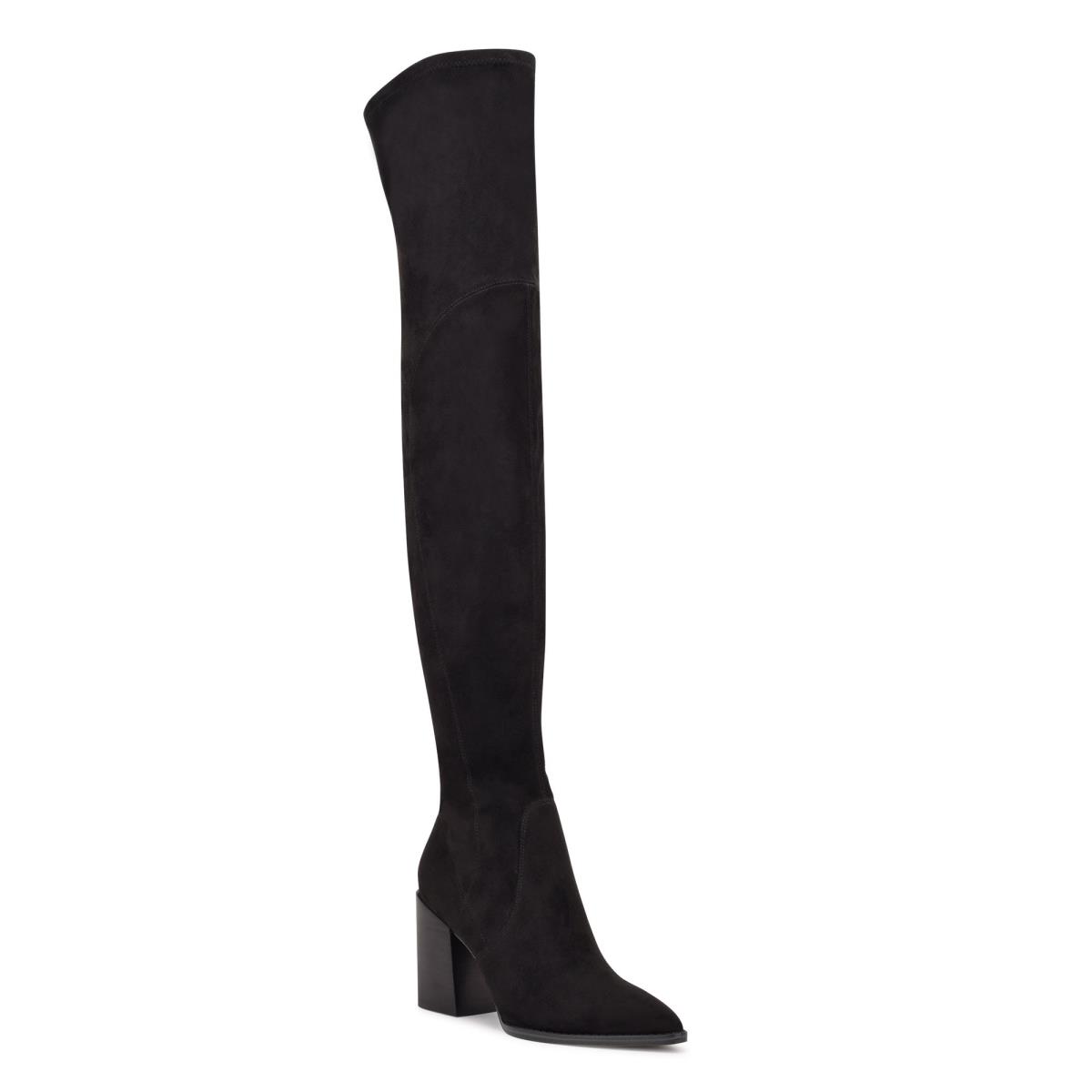 Nine West Barret Over The Knee Stiefel mit Absatz Damen Schwarz | 0192VQBPY