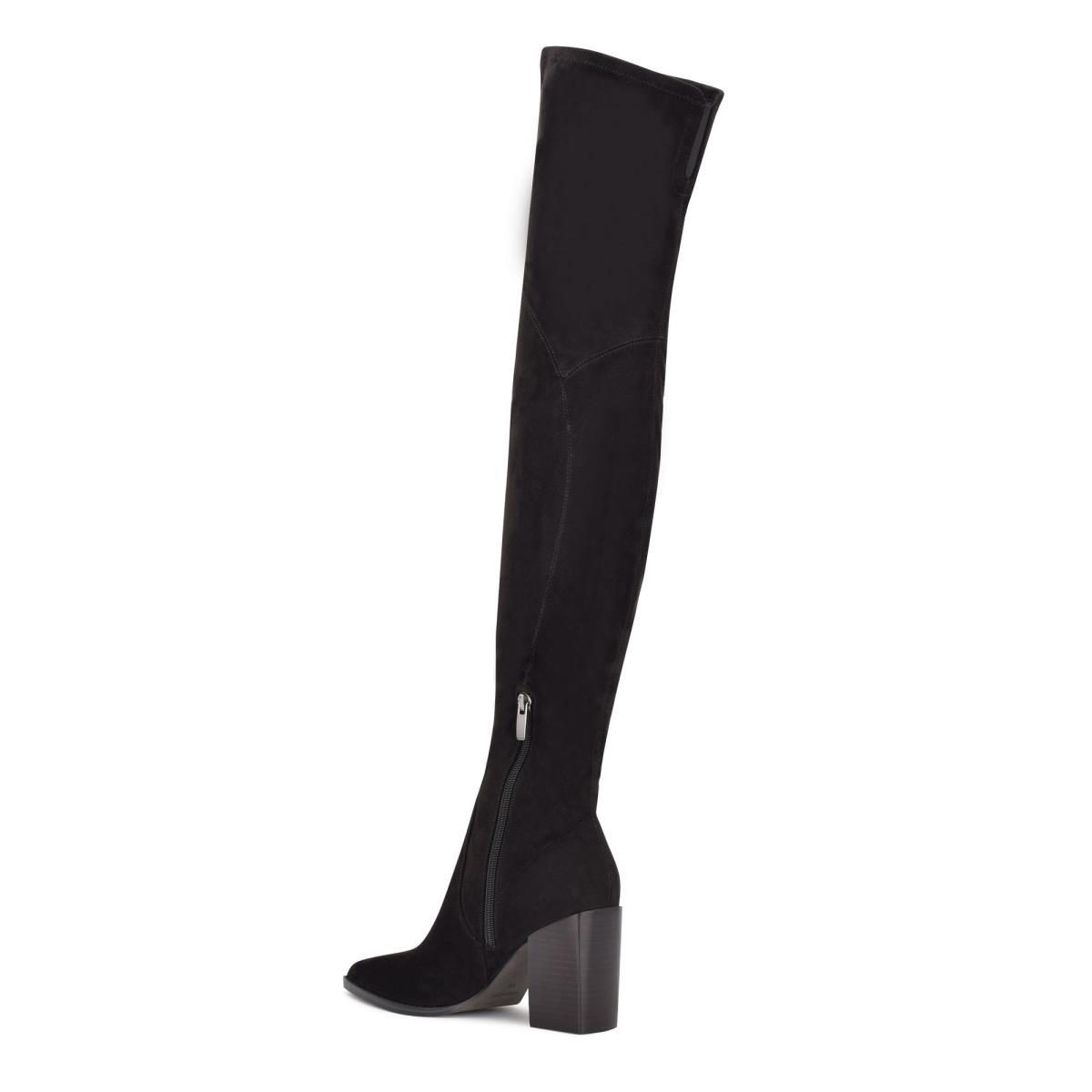 Nine West Barret Over The Knee Stiefel mit Absatz Damen Schwarz | 0192VQBPY