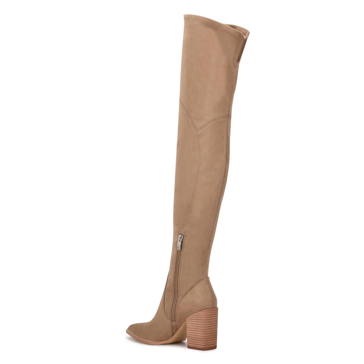 Nine West Barret Over The Knee Stiefel mit Absatz Damen Hellbeige | 1290KAYPF