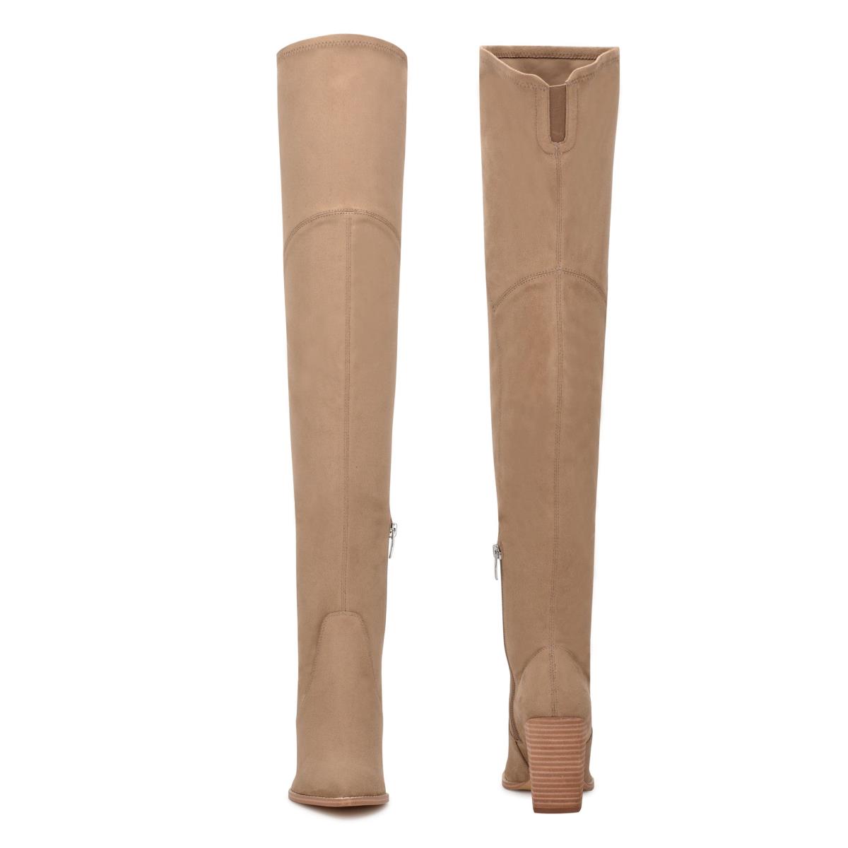 Nine West Barret Over The Knee Stiefel mit Absatz Damen Hellbeige | 1290KAYPF