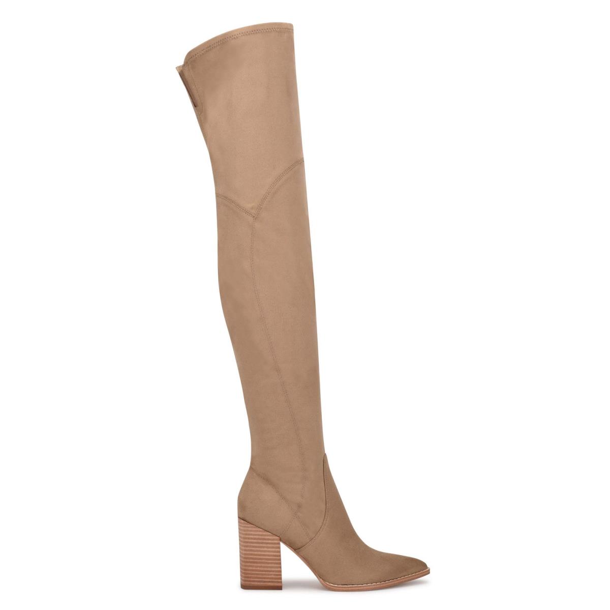 Nine West Barret Over The Knee Stiefel mit Absatz Damen Hellbeige | 1290KAYPF