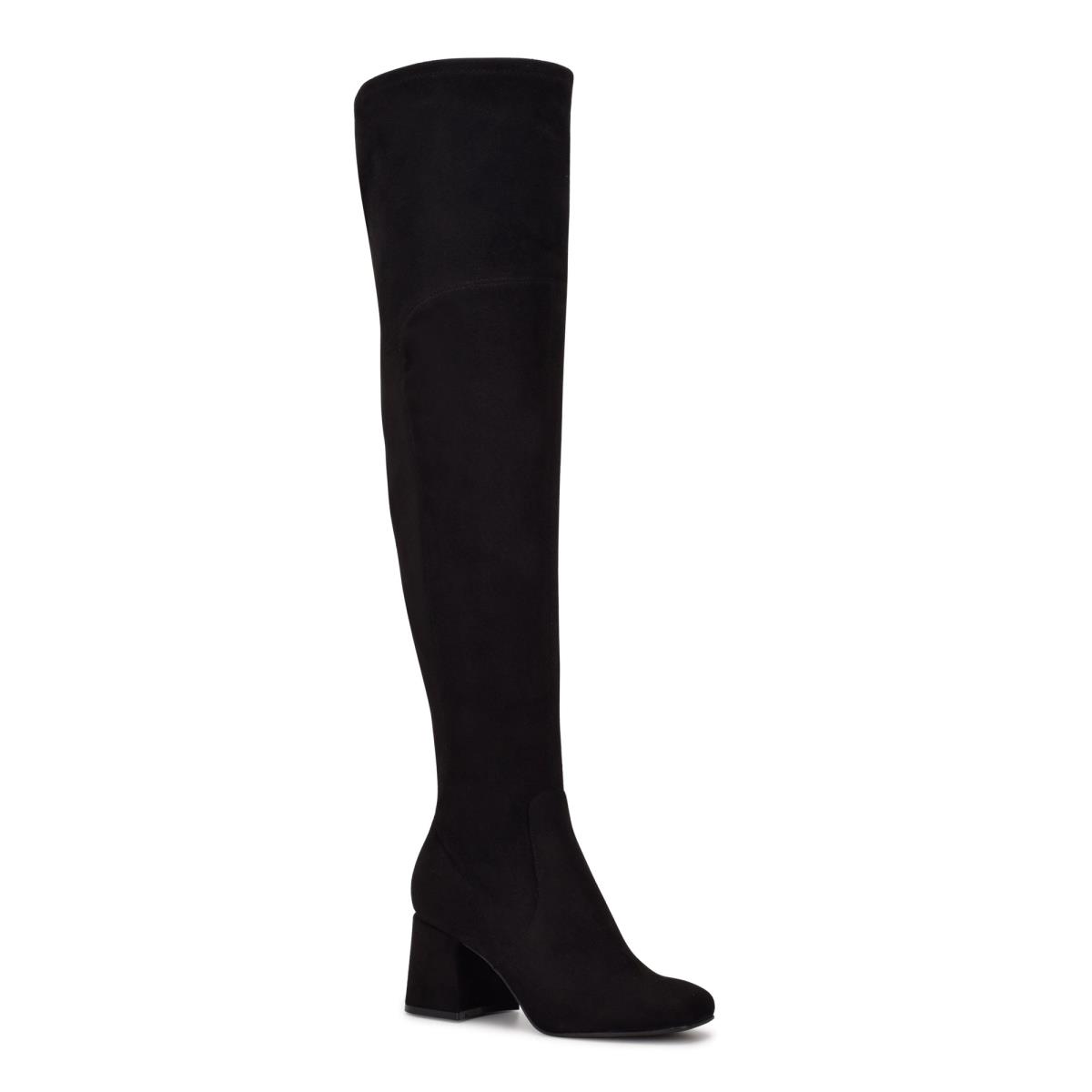 Nine West Blocky Over The Knee Stiefel mit Absatz Damen Schwarz | 0695EMJBN