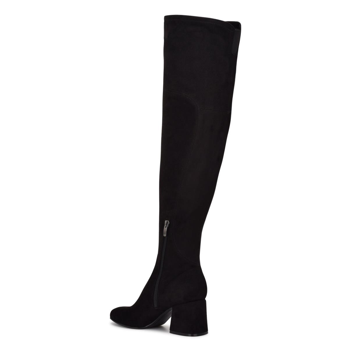 Nine West Blocky Over The Knee Stiefel mit Absatz Damen Schwarz | 0695EMJBN