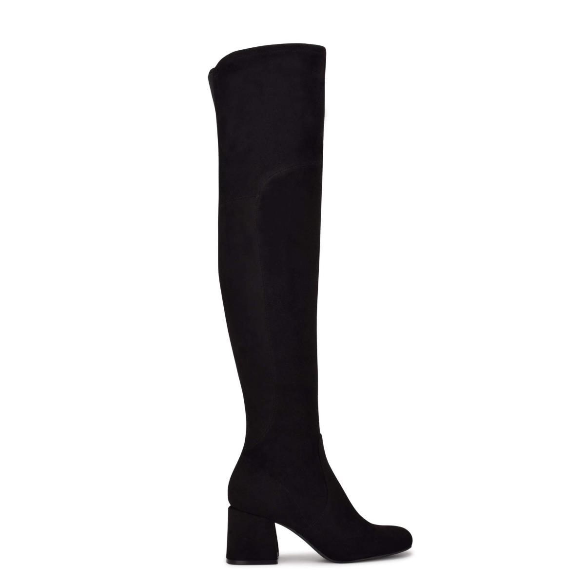 Nine West Blocky Over The Knee Stiefel mit Absatz Damen Schwarz | 0695EMJBN