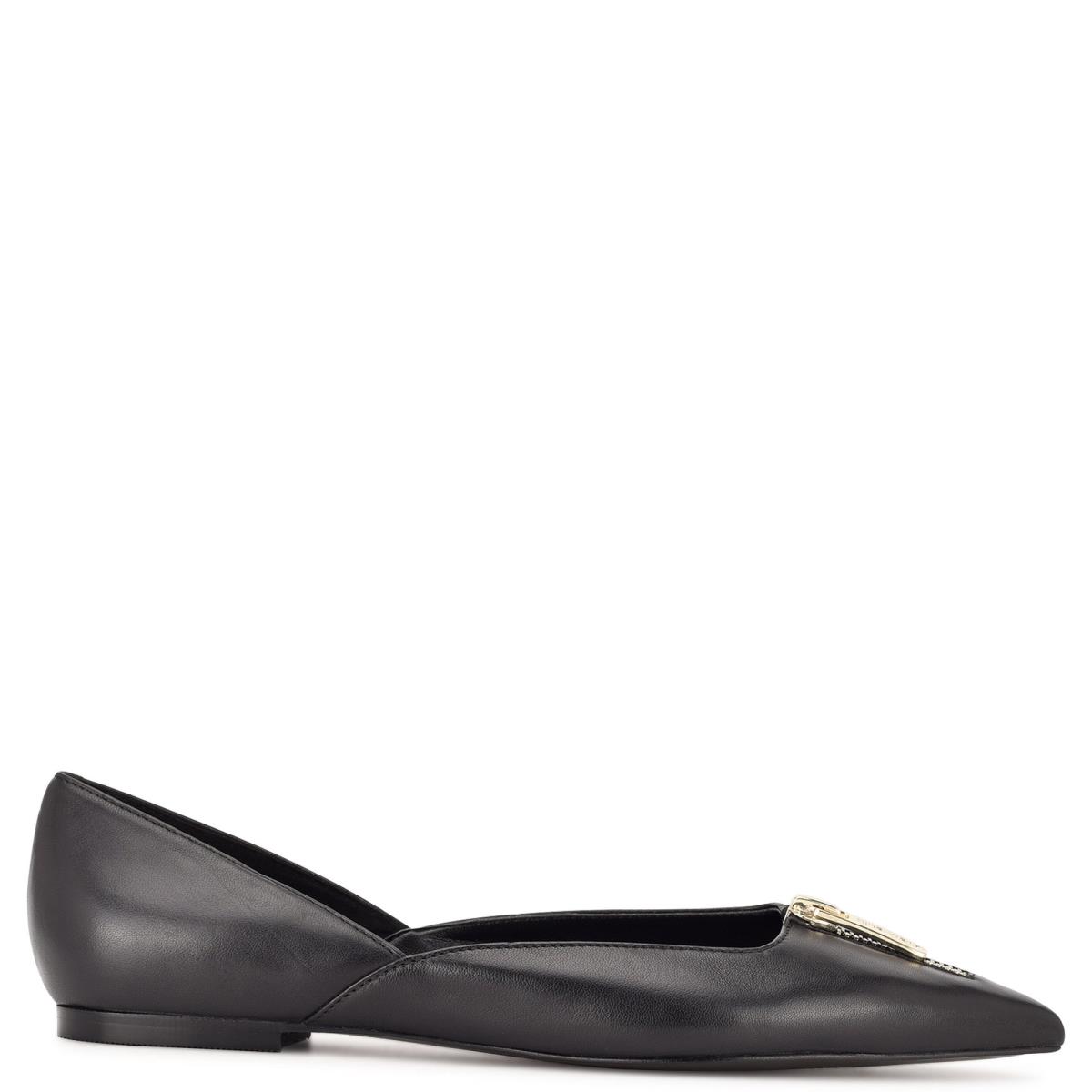 Nine West Brina Pointy Kappe Ballerinas Damen Schwarz | 4716JCHMK