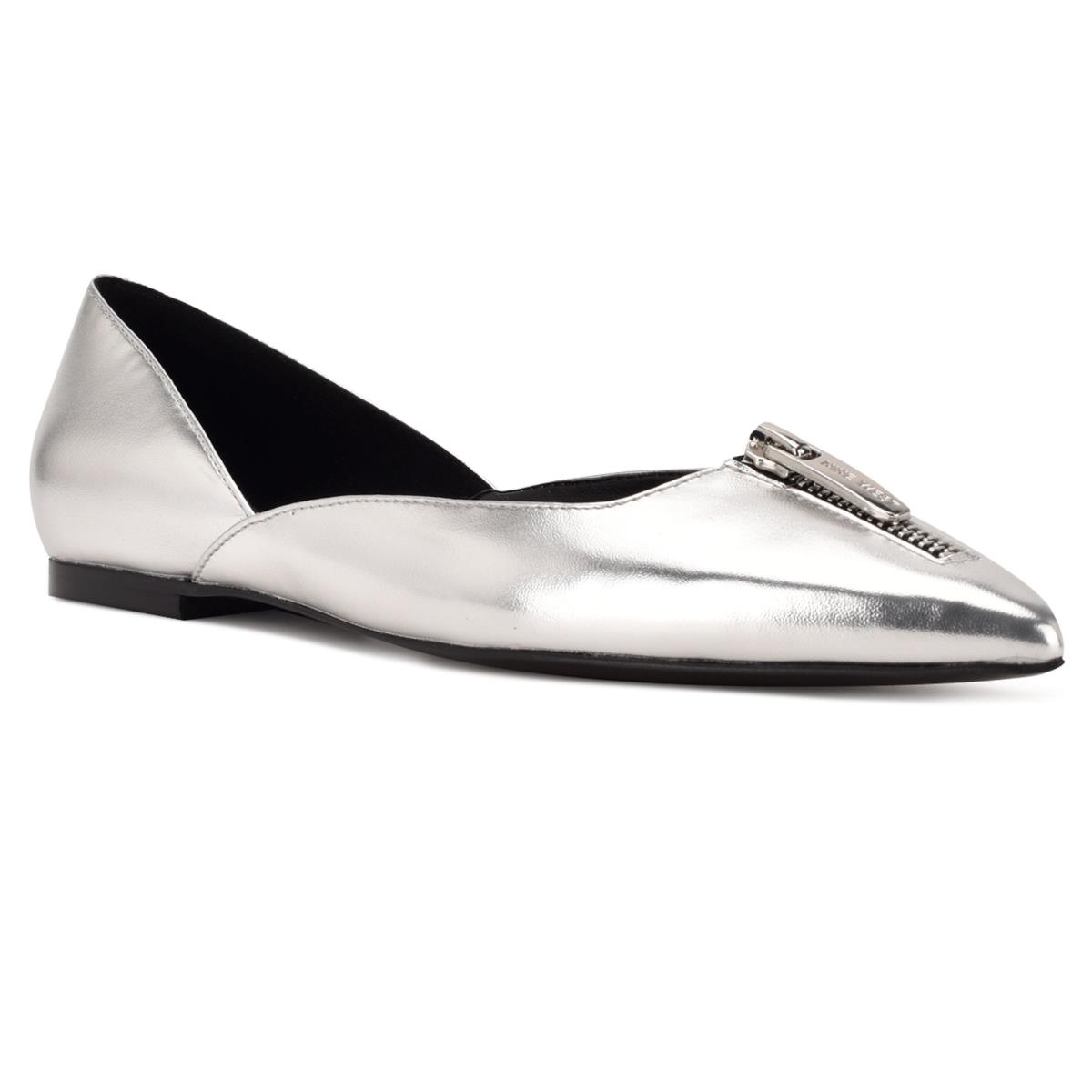 Nine West Brina Pointy Kappe Ballerinas Damen Silber | 5921BZLWI