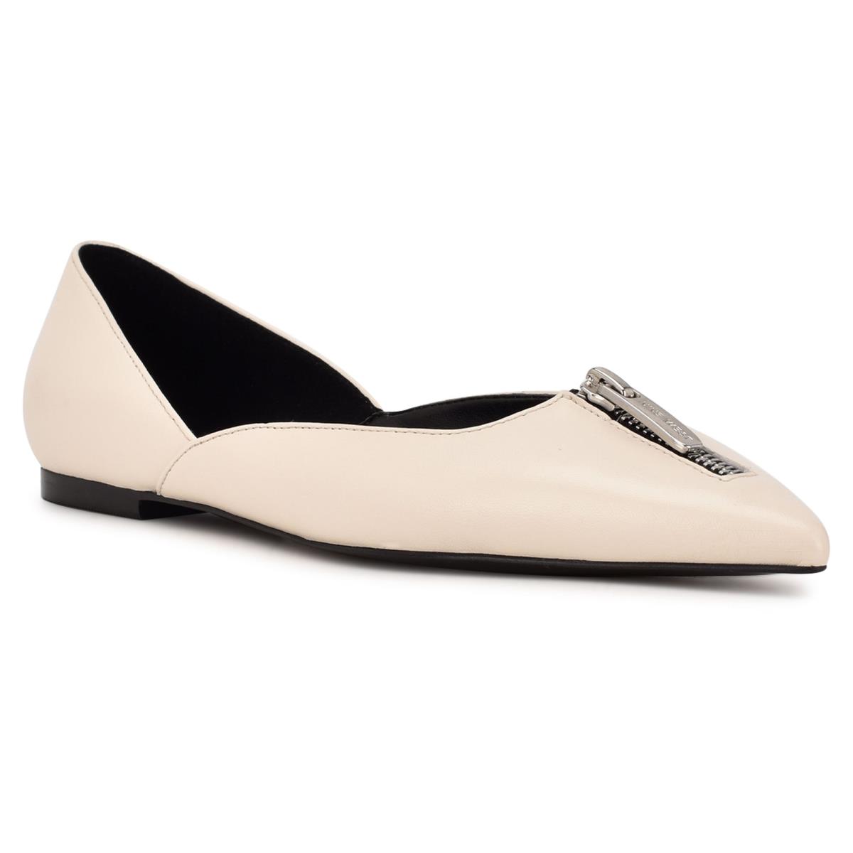 Nine West Brina Pointy Kappe Ballerinas Damen Weiß | 9184ENMAB