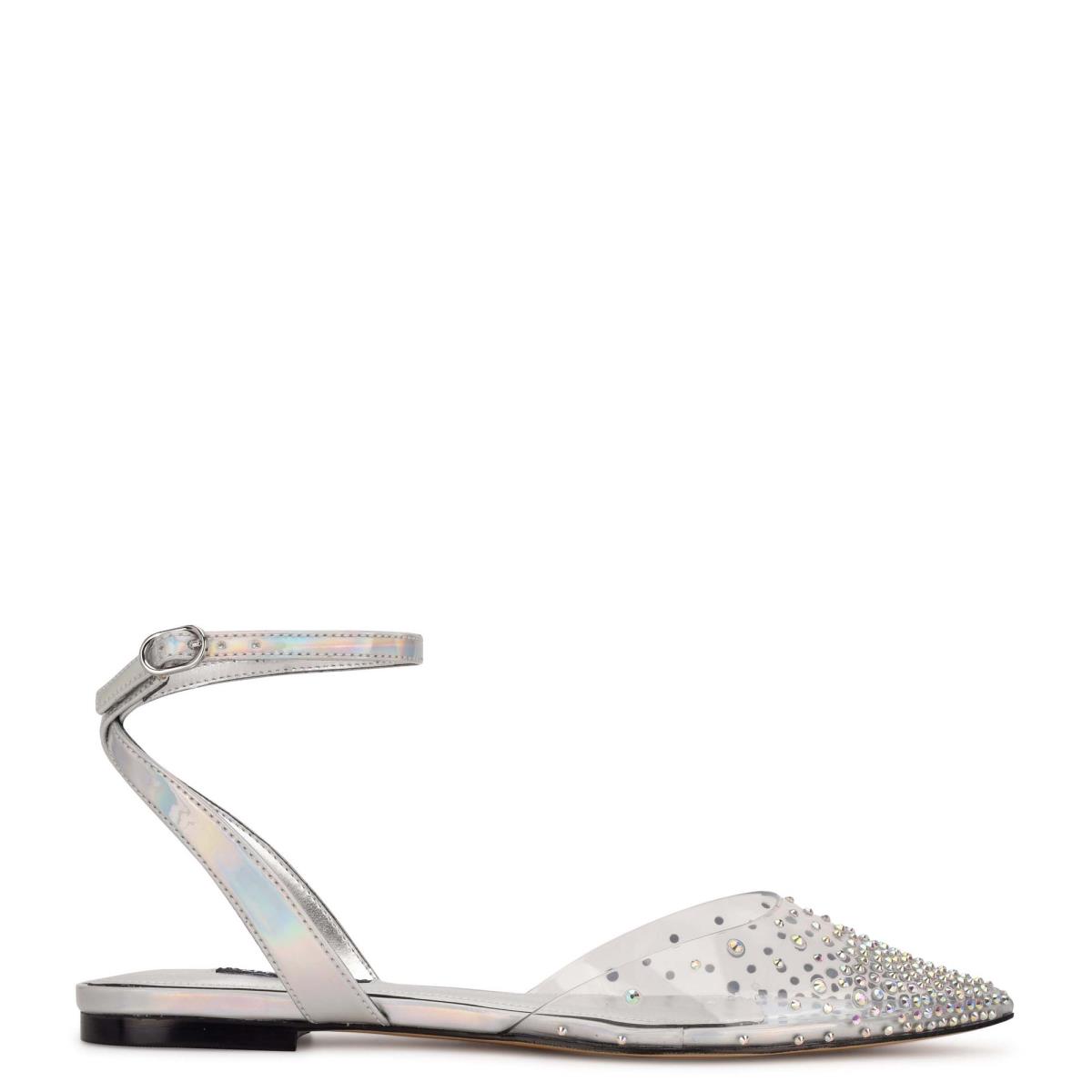 Nine West Briya Pointy Kappe Ballerinas Damen Silber | 6903SFUCZ