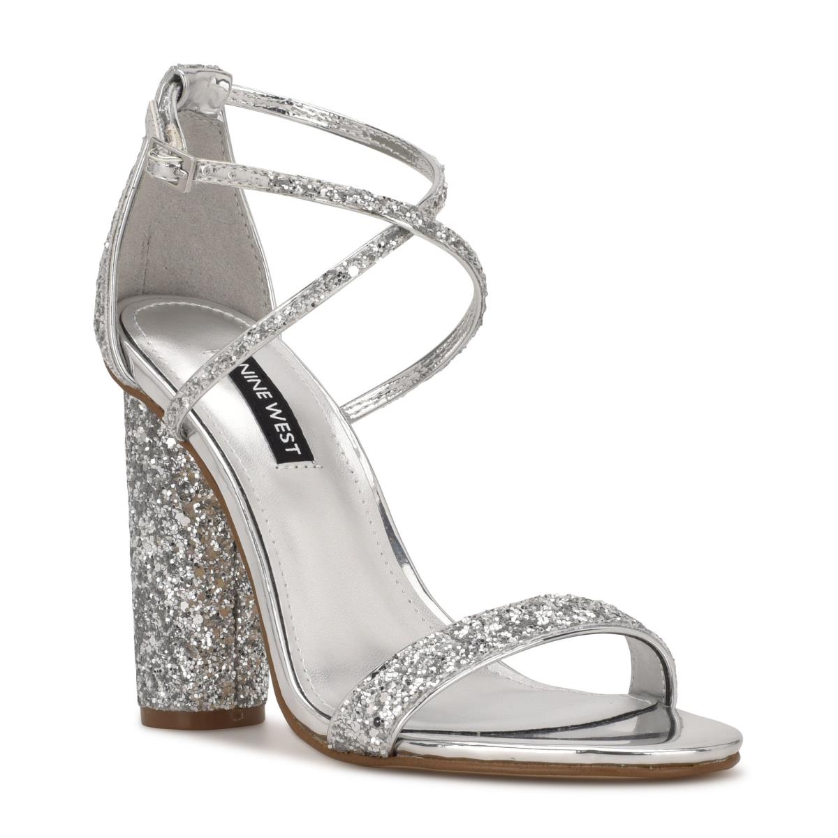 Nine West Celebra Sandalen Absatz Damen Silber | 1609UOJYQ