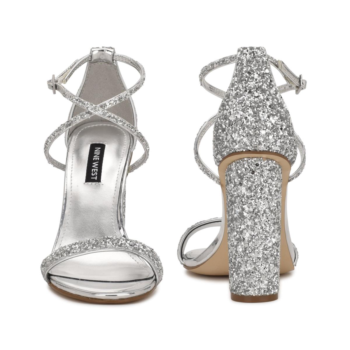 Nine West Celebra Sandalen Absatz Damen Silber | 1609UOJYQ