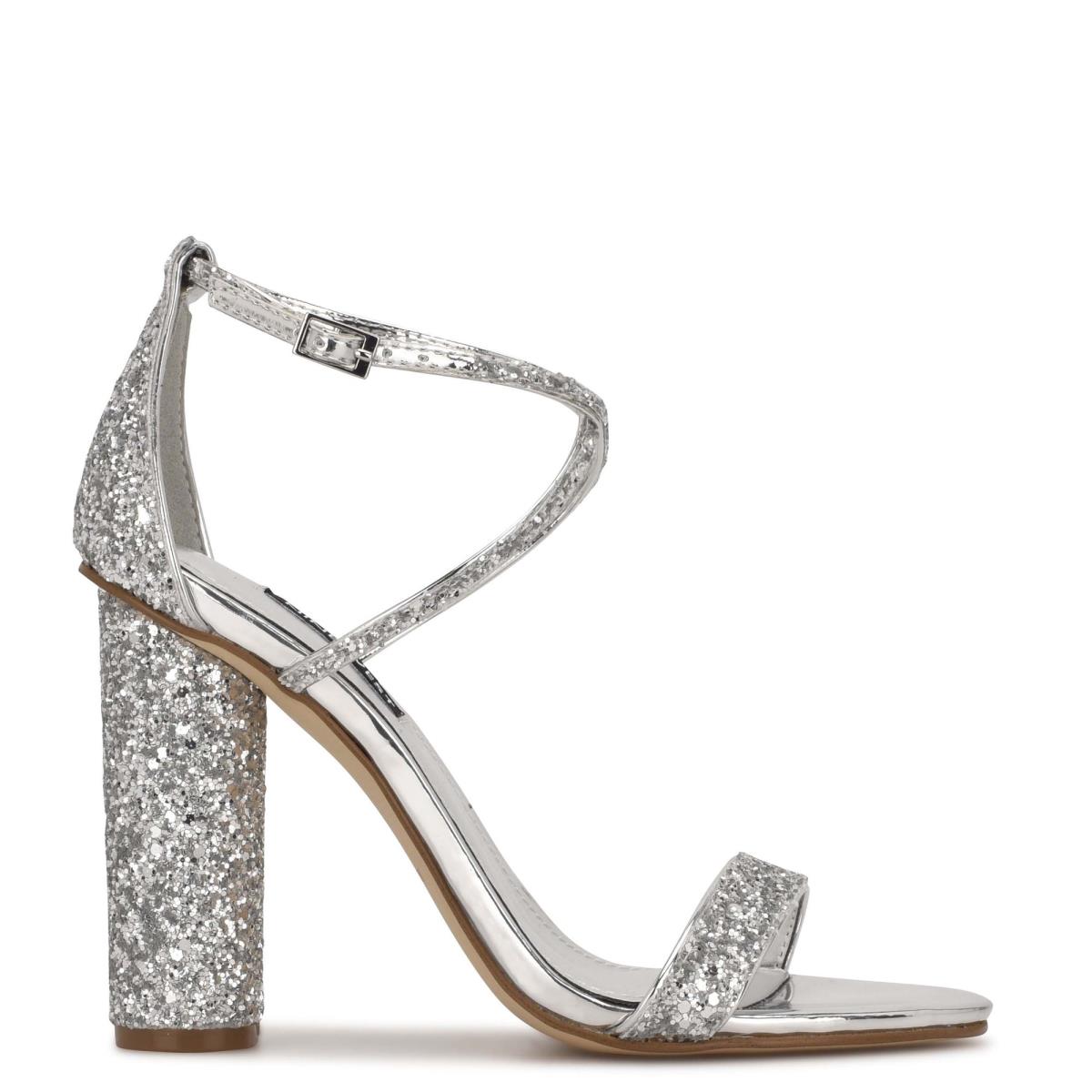 Nine West Celebra Sandalen Absatz Damen Silber | 1609UOJYQ