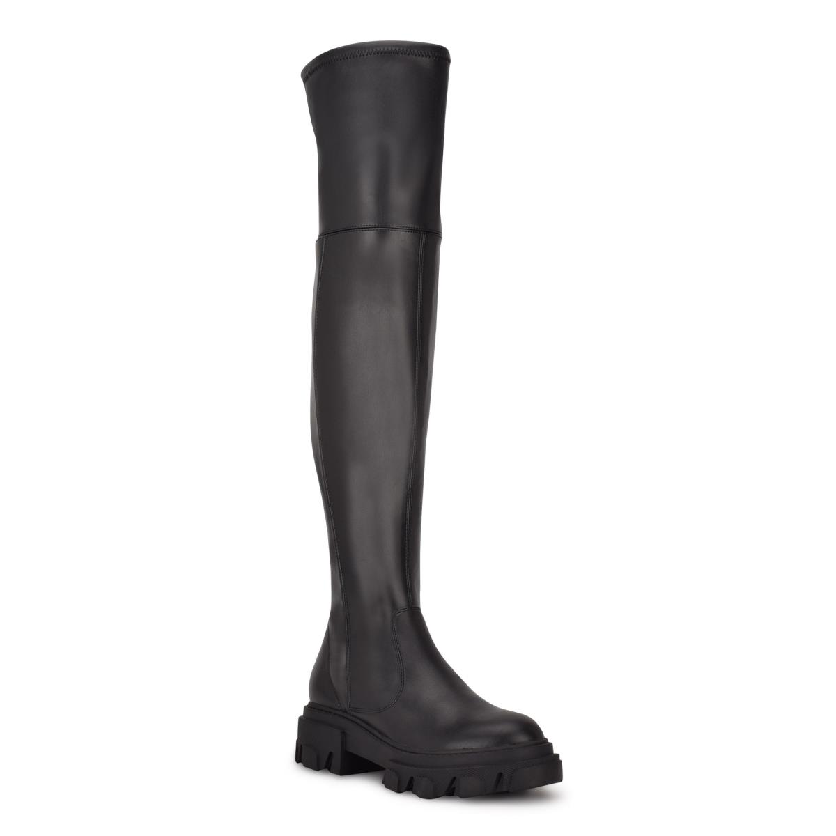 Nine West Cellie Over the Knee Lug Sole Stiefel Damen Schwarz | 1572IFLNQ