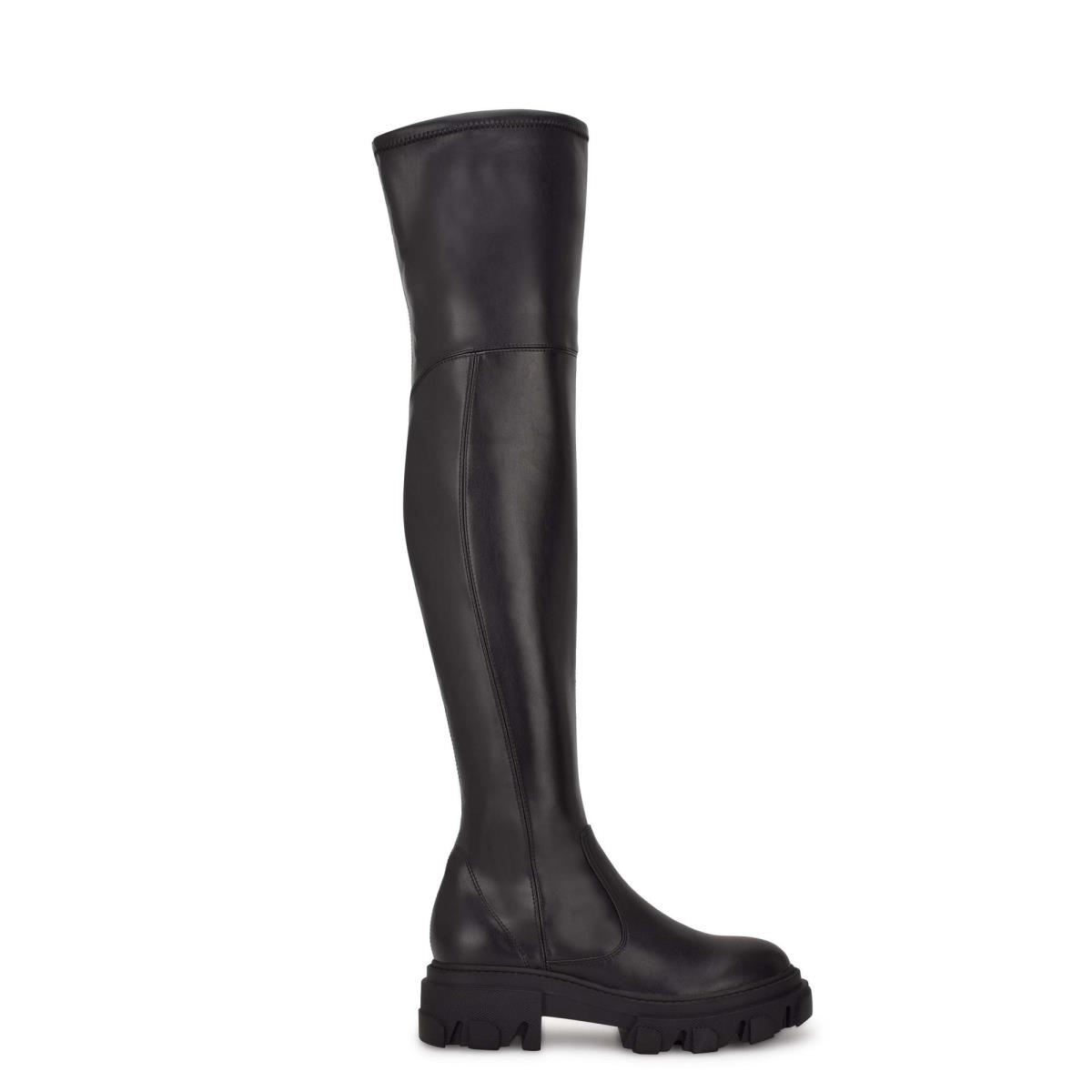 Nine West Cellie Over the Knee Lug Sole Stiefel Damen Schwarz | 1572IFLNQ