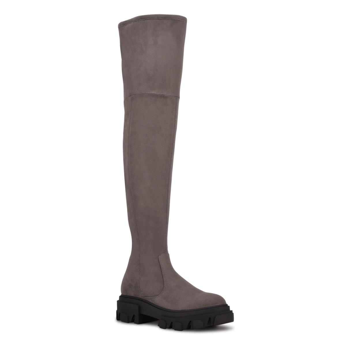 Nine West Cellie Over the Knee Lug Sole Stiefel Damen Grau | 4789JCEFV