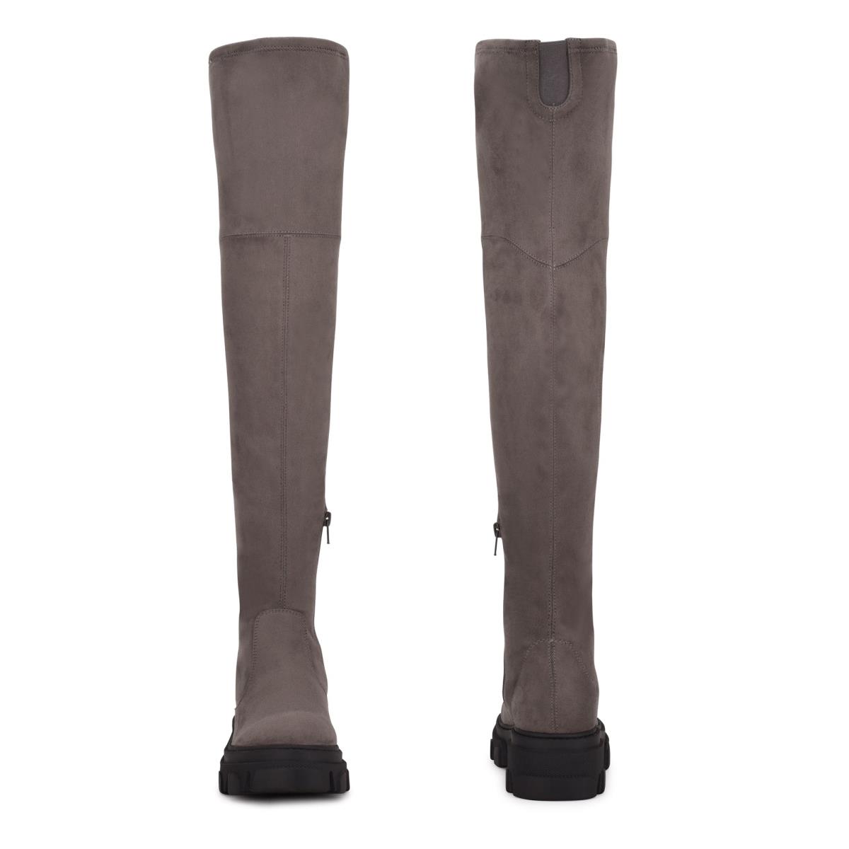 Nine West Cellie Over the Knee Lug Sole Stiefel Damen Grau | 4789JCEFV