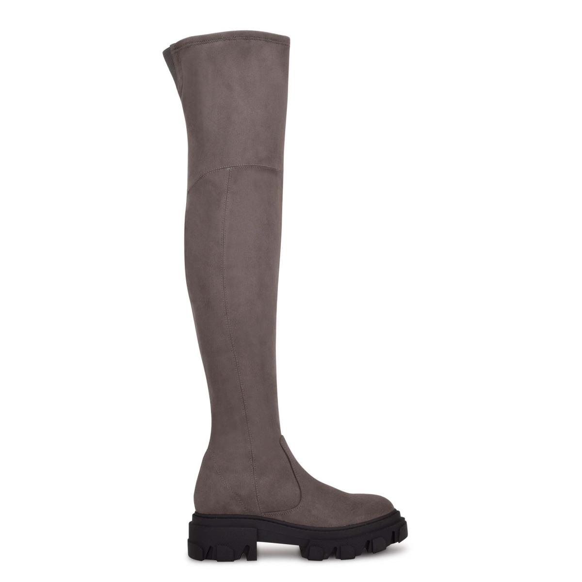 Nine West Cellie Over the Knee Lug Sole Stiefel Damen Grau | 4789JCEFV