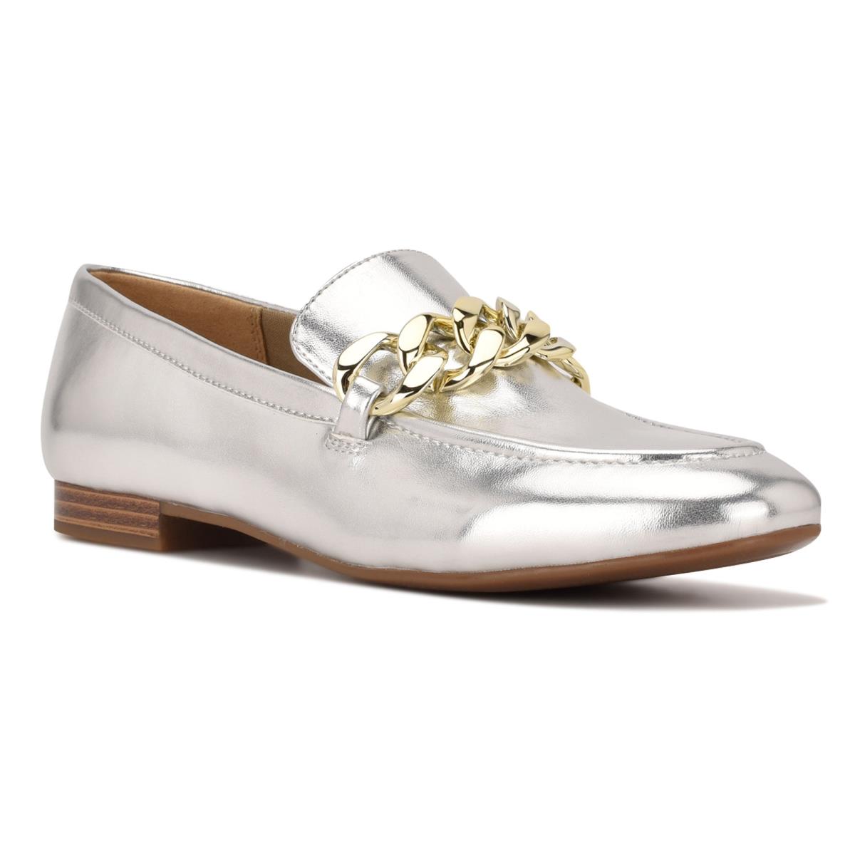 Nine West Chain Slip-On Loafers Damen Silber | 9714ZROMG