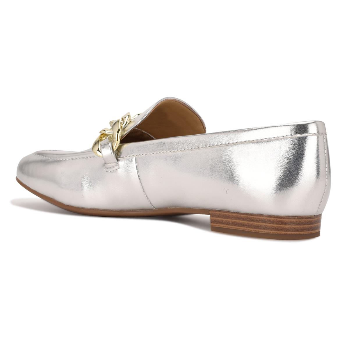 Nine West Chain Slip-On Loafers Damen Silber | 9714ZROMG