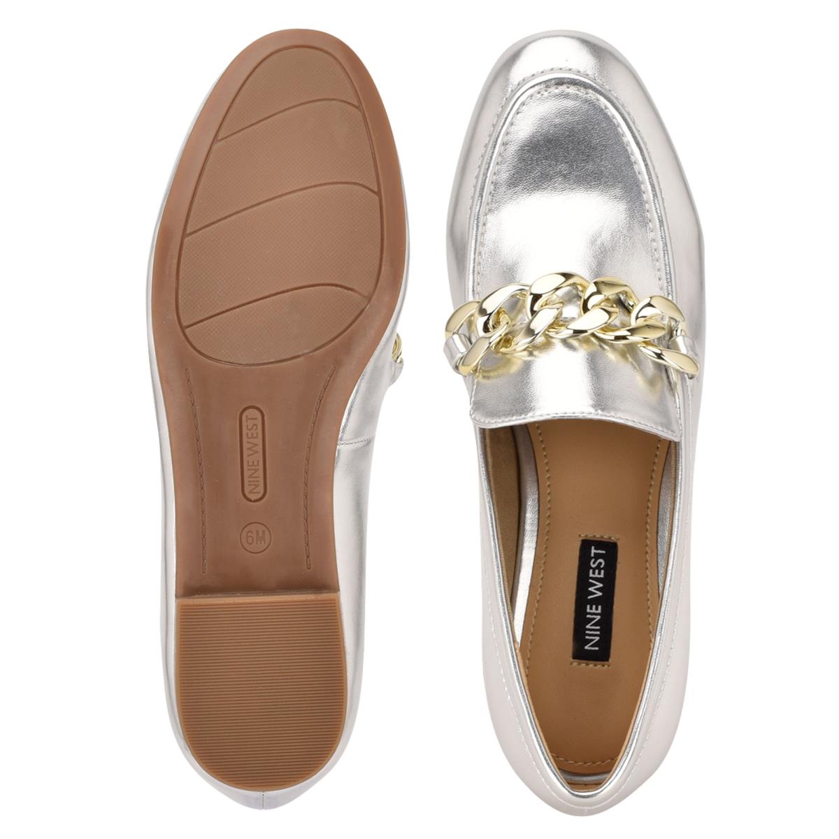 Nine West Chain Slip-On Loafers Damen Silber | 9714ZROMG