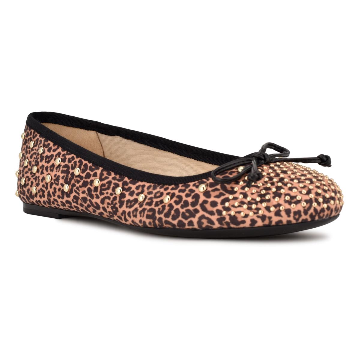 Nine West Curvy Studded Ballet Ballerinas Damen Leopard Braun | 3597TYKCN