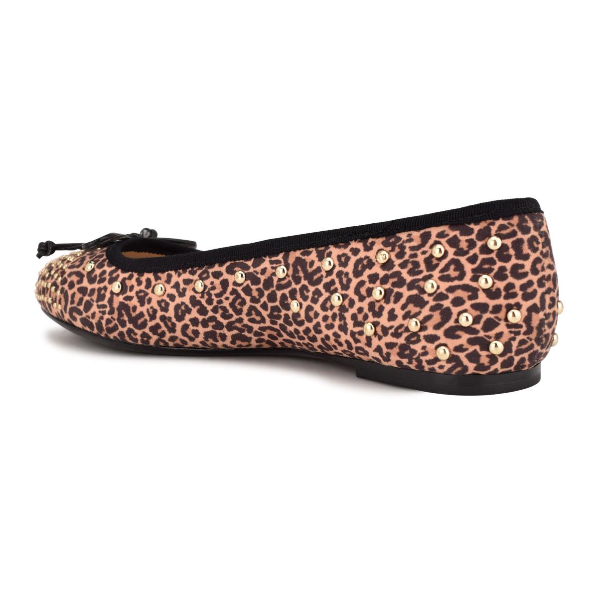 Nine West Curvy Studded Ballet Ballerinas Damen Leopard Braun | 3597TYKCN