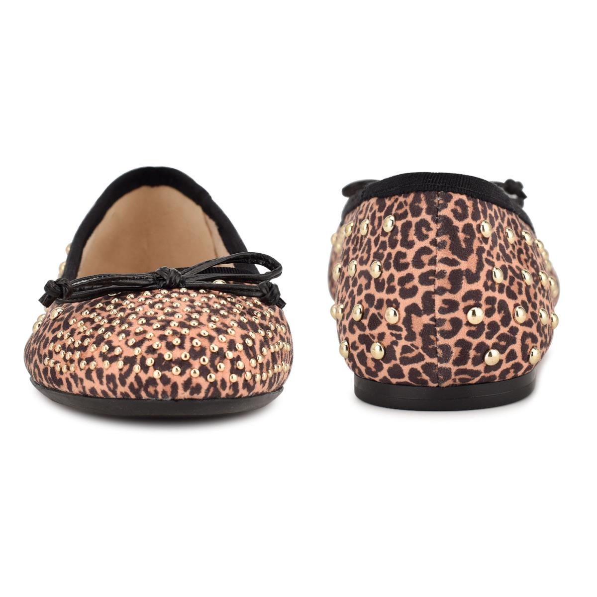 Nine West Curvy Studded Ballet Ballerinas Damen Leopard Braun | 3597TYKCN