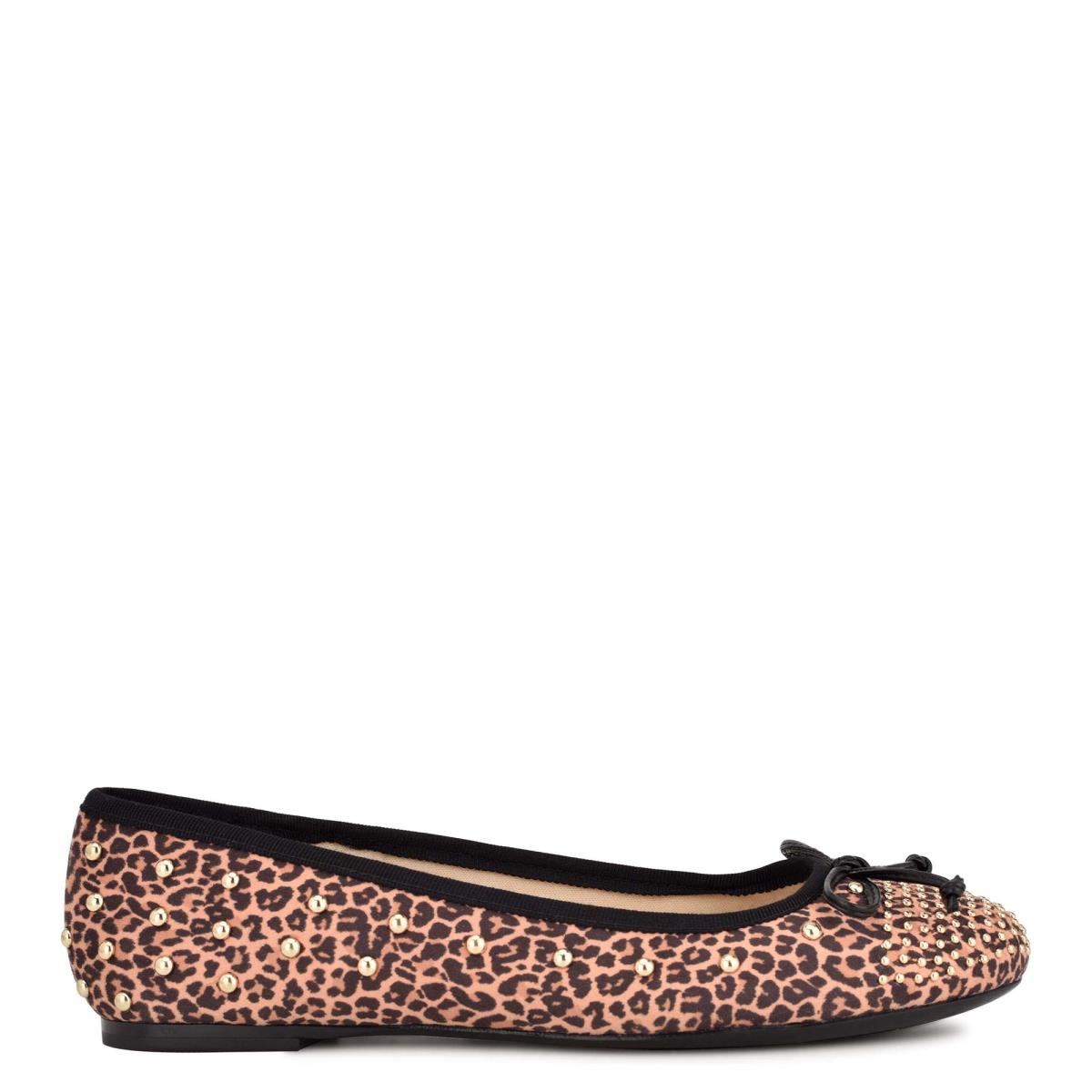 Nine West Curvy Studded Ballet Ballerinas Damen Leopard Braun | 3597TYKCN