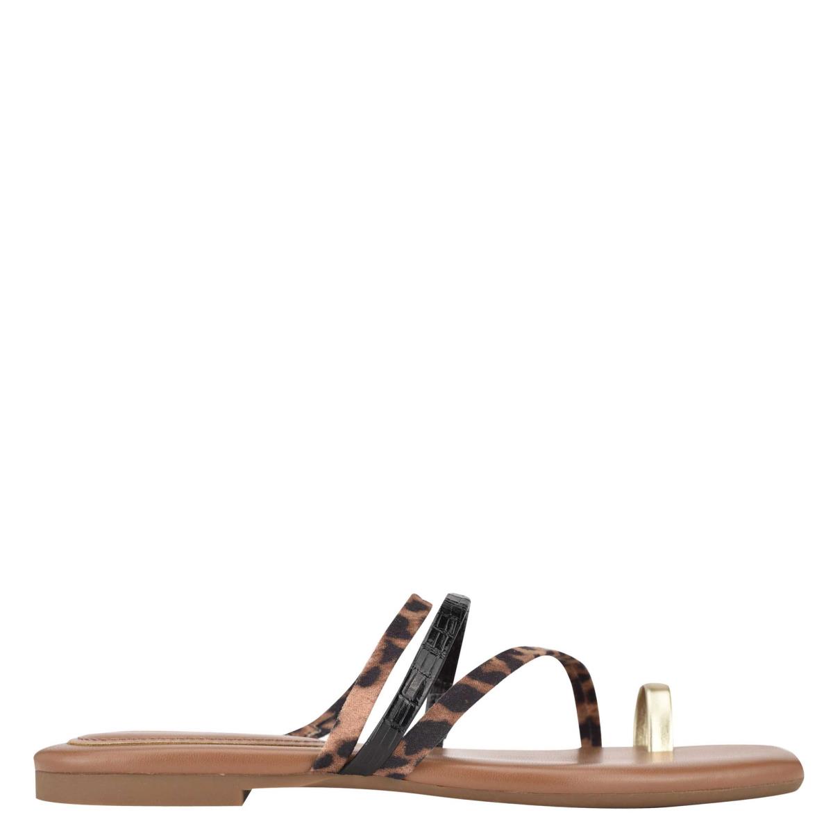 Nine West Darbie Flache Kappe Ring Rutschen Sie Sandalen Damen Leopard Mehrfarbig | 0863IBLHE