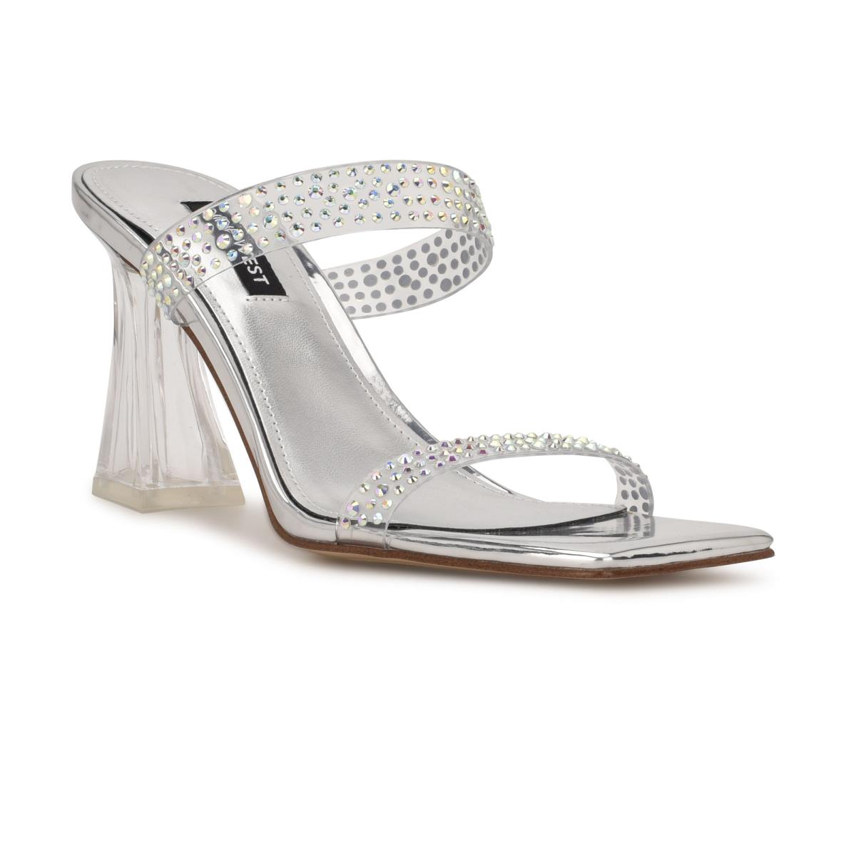 Nine West Darla Absatz Rutschen Sie Sandalen Damen Silber | 9456TJHWA