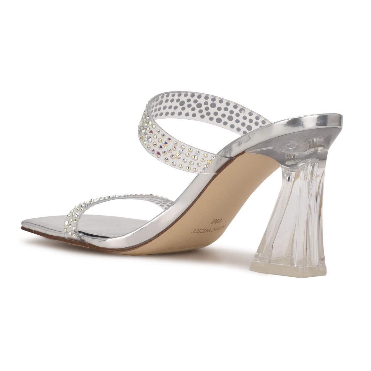 Nine West Darla Absatz Rutschen Sie Sandalen Damen Silber | 9456TJHWA