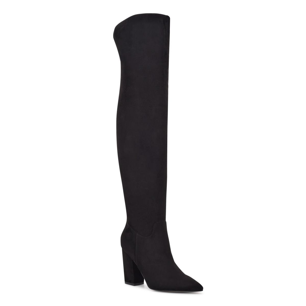 Nine West Goforit Over The Knee Stiefel mit Absatz Damen Schwarz | 3482NSJFD