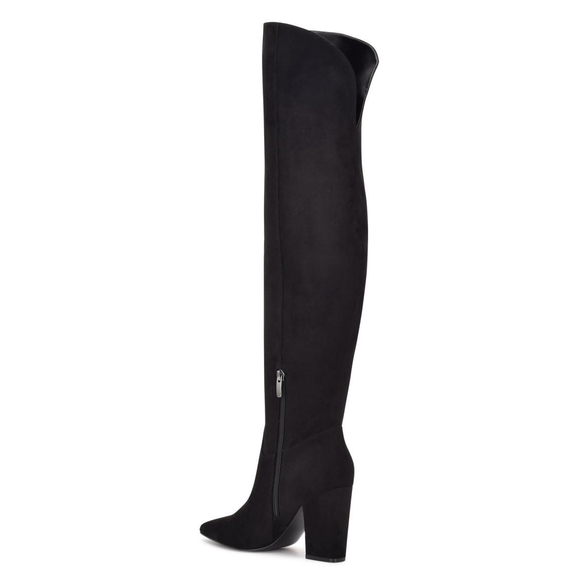 Nine West Goforit Over The Knee Stiefel mit Absatz Damen Schwarz | 3482NSJFD