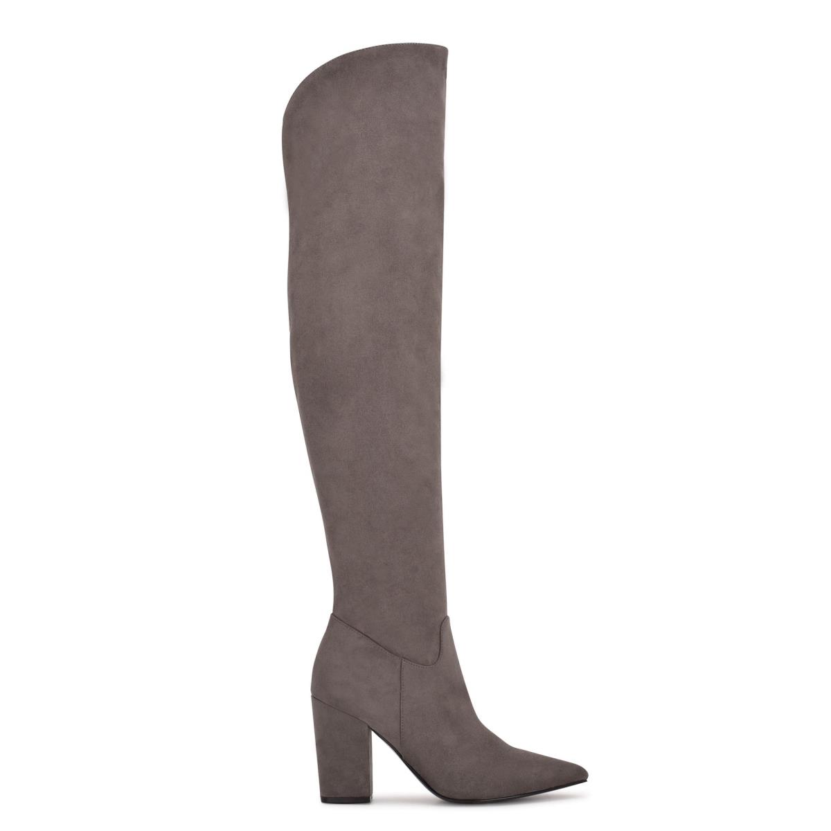 Nine West Goforit Over The Knee Stiefel mit Absatz Damen Grau | 7430MZJDX