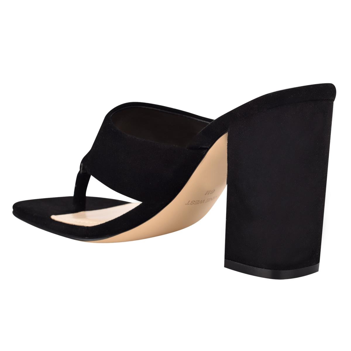 Nine West Gogo Block Heel Rutschen Sie Sandalen Damen Schwarz | 0825BKLPA