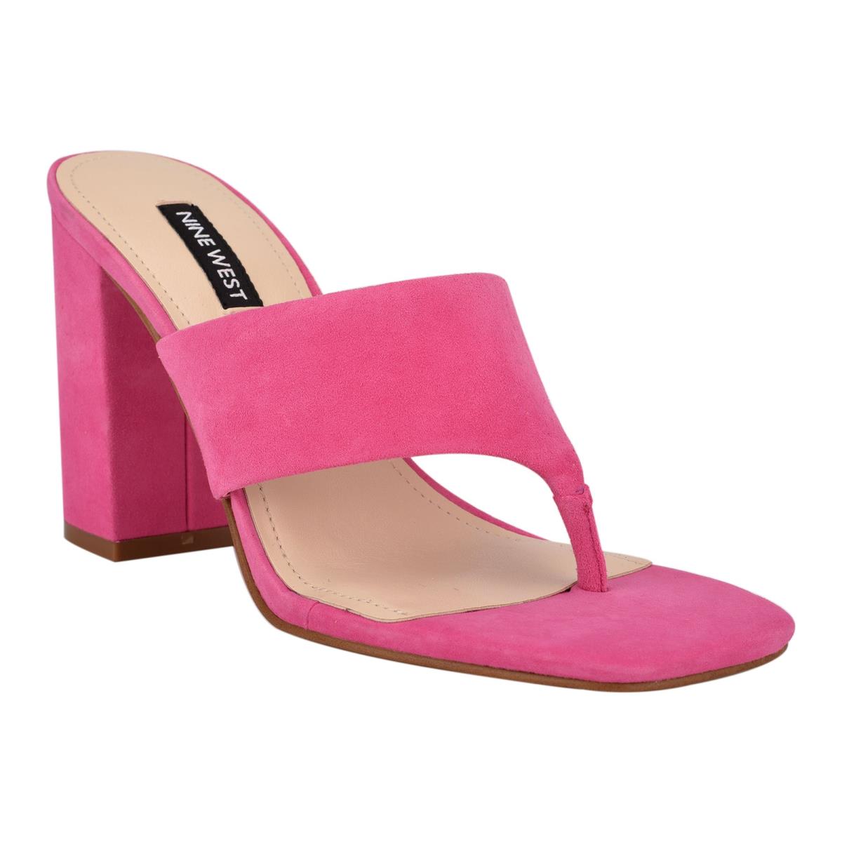 Nine West Gogo Block Heel Rutschen Sie Sandalen Damen Rosa | 7245ILWQN