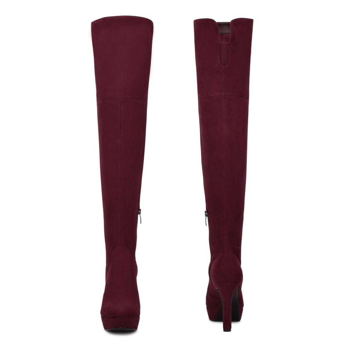 Nine West Gotcha Over the Knee Plateau Stiefel Damen Bordeaux | 5876ZRDFI