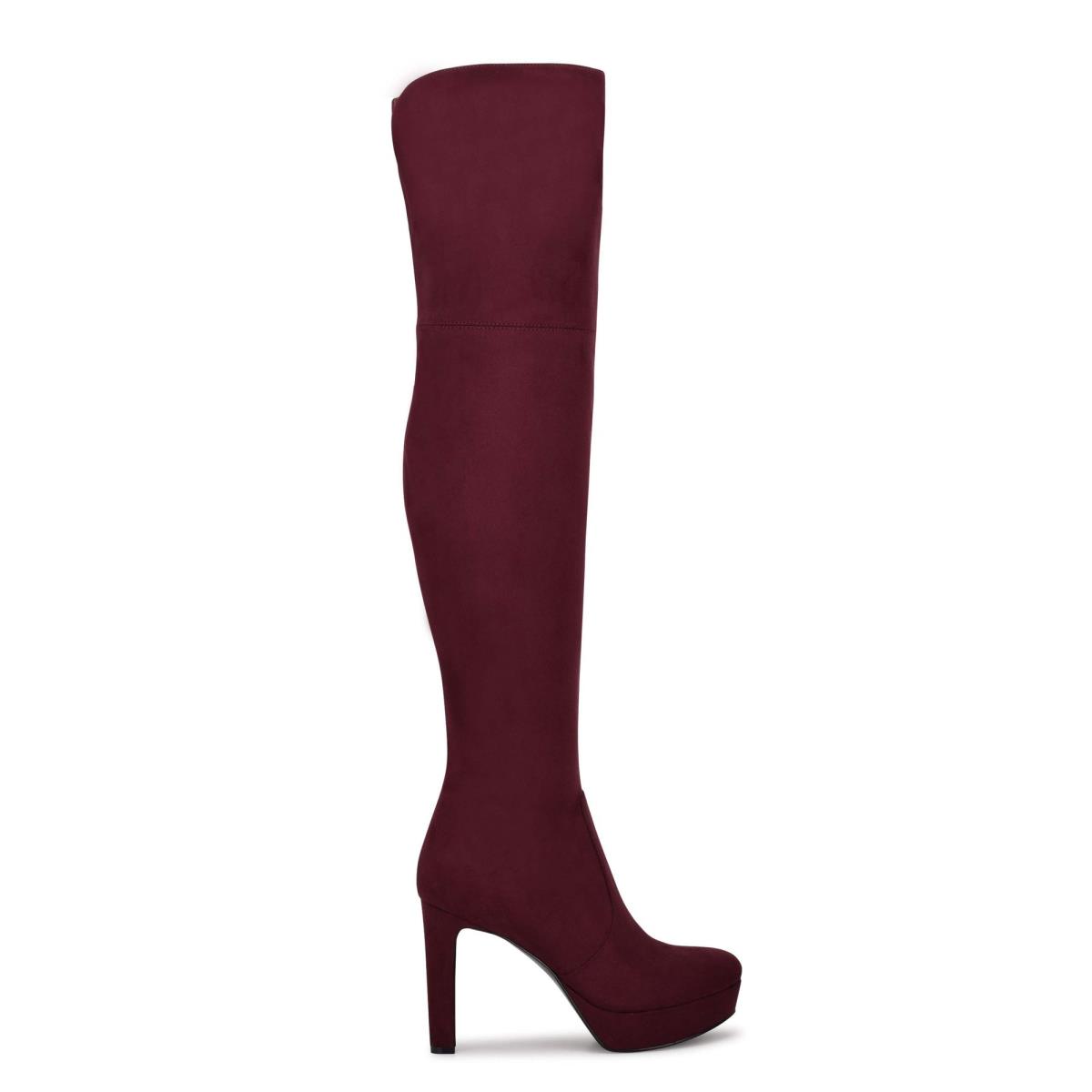 Nine West Gotcha Over the Knee Plateau Stiefel Damen Bordeaux | 5876ZRDFI