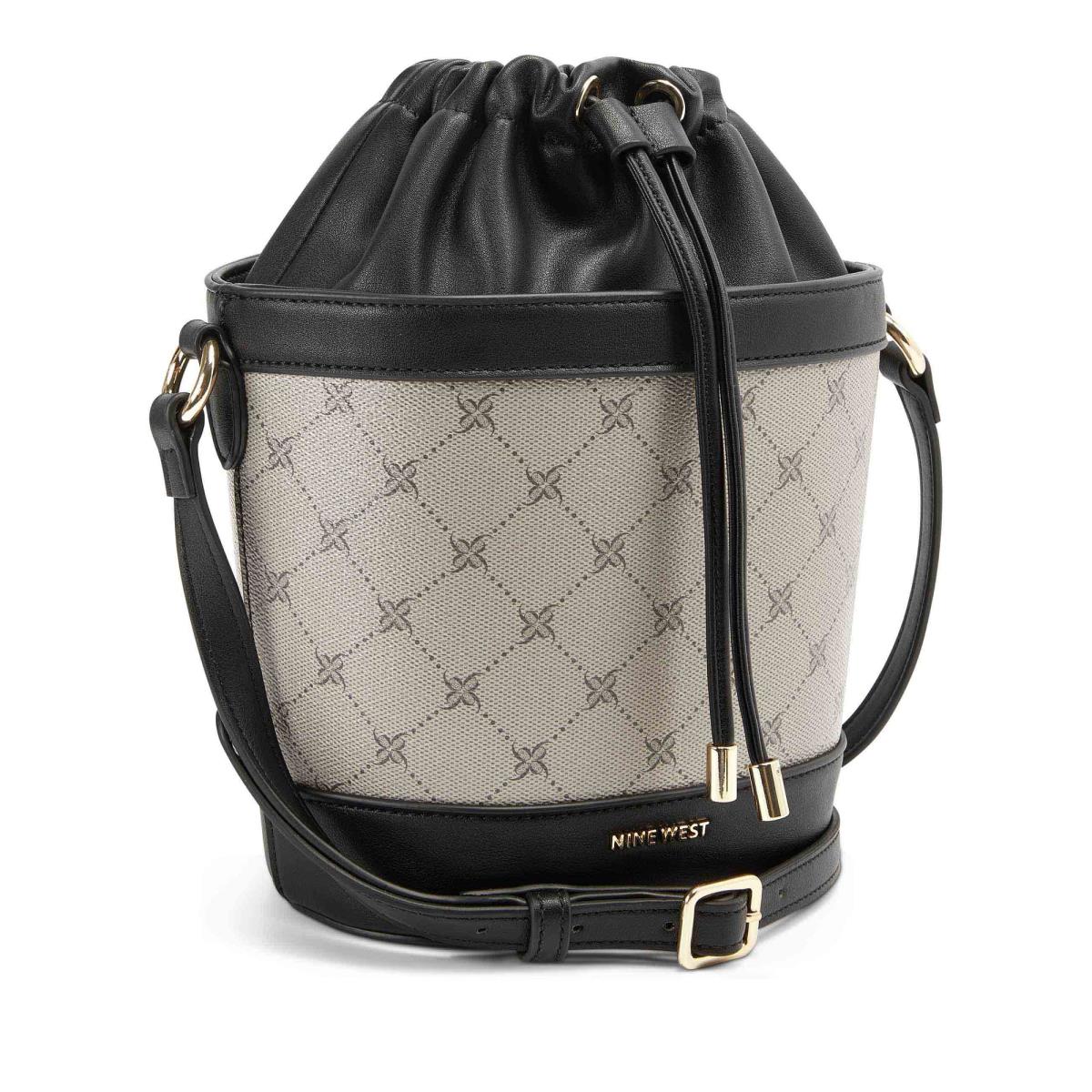 Nine West Laylin Drawstring Bucket crossbody taschen Damen Schwarz | 8249IHCGR