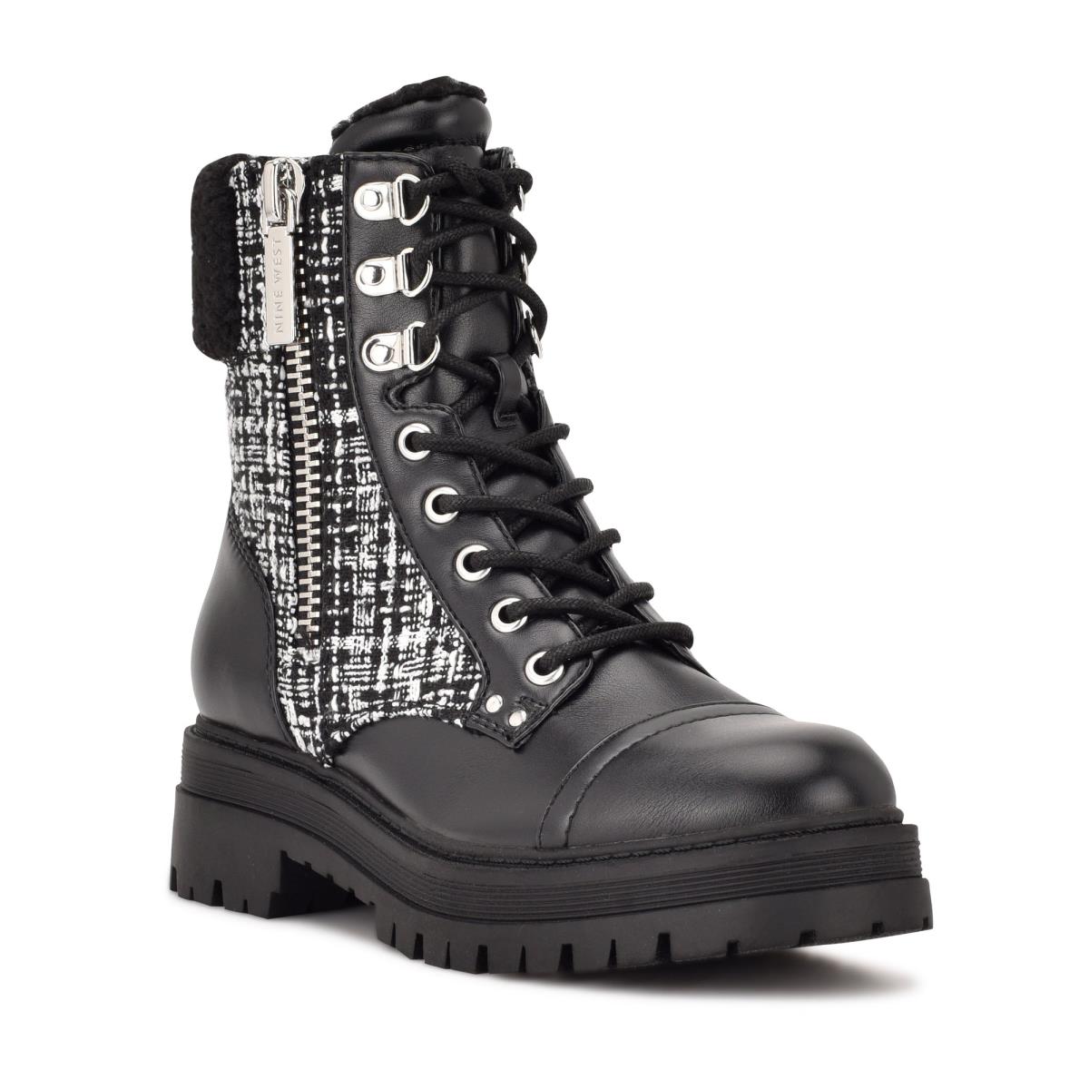 Nine West Pike Combat Lug Sole Stiefeletten Damen Schwarz | 3698LXBZC