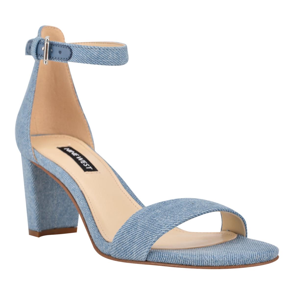 Nine West Pruce Ankle Riemen Block Sandalen Absatz Damen Blau | 0657DGIPR